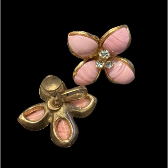 Vintage Paste & Rhinestone Screw-back Earrings - Picture 7 of 8